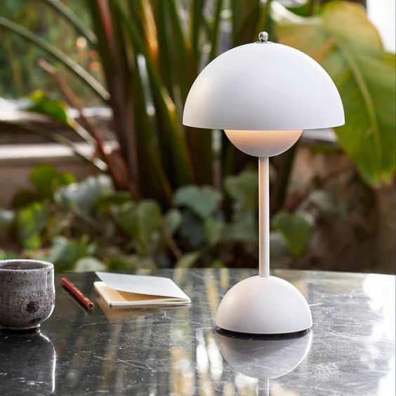 180mm USB Rechargeable Cordless Mushroom Table Lamp - Acrylic Classic