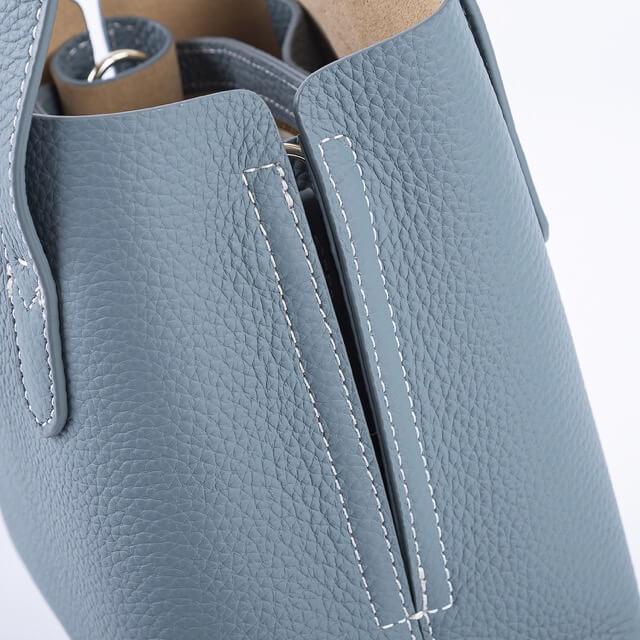 Blue Full Grain Cow Leather Mini Tote Bag | Shoulder Bag | Bucket Bag | Crossbody Bag | Hobo Bag - loliday.net