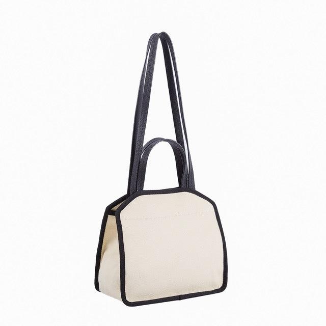 Black & White Canvas Square Large Capacity Tote Bag | Handbag | Crossbody Bag - loliday.net