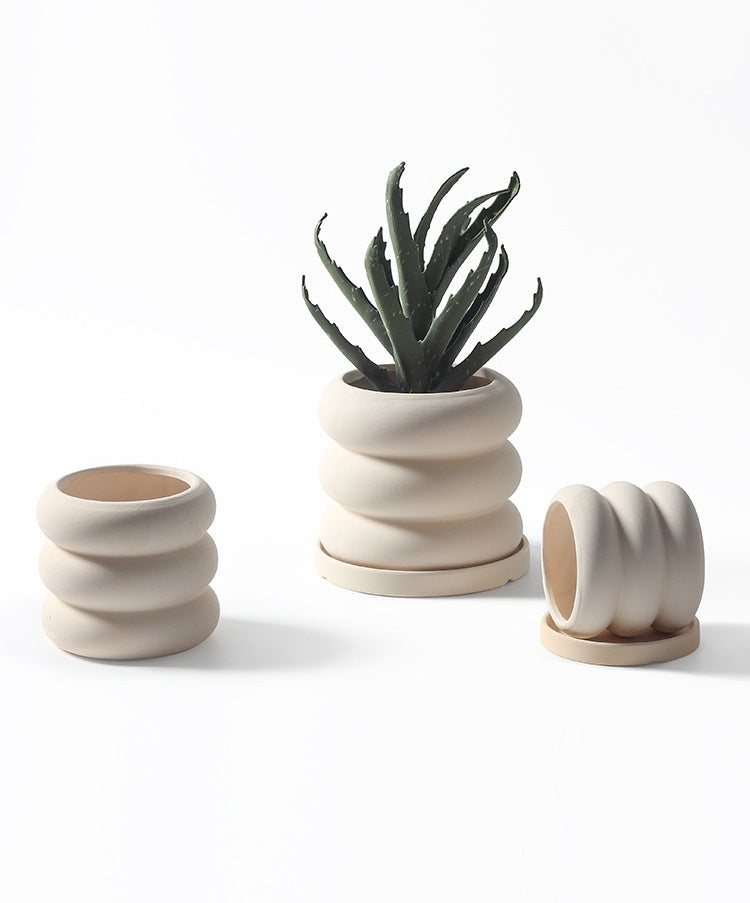 donut plant pot Donut - Plant Pot With Saucer Indoor / Outdoor Ceramics Beige | Flower Pots
