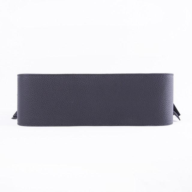 Black Full Grain Cow Leather One-shoulder Tote Bag | Handbag | Shoulder Bag - loliday.net