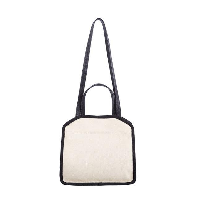 Black & White Canvas Square Large Capacity Tote Bag | Handbag | Crossbody Bag - loliday.net