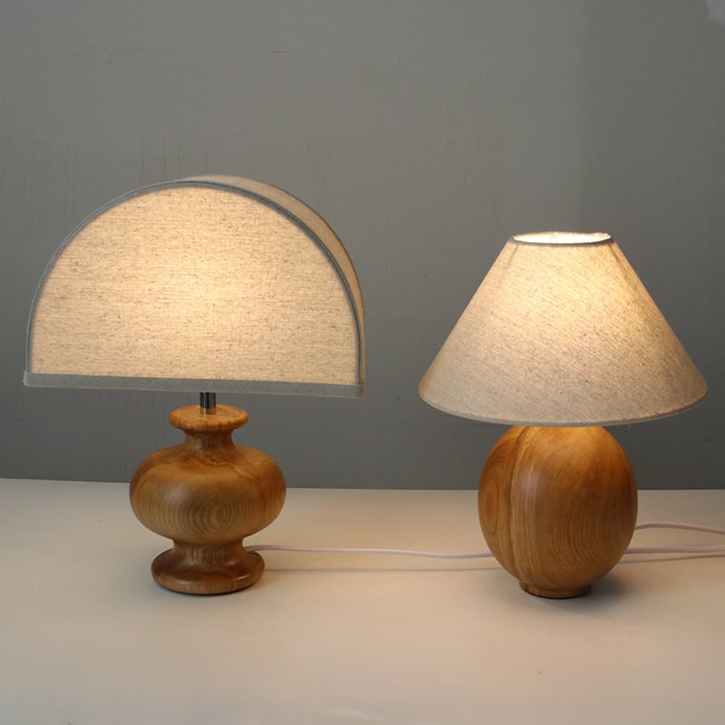 Amina - Irving Table Lamp Ash Wood White Linen