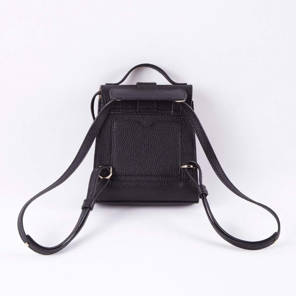 Alunna Black Full Grain Cow Leather Mini Backpack | Handbag | Crossbody Bag - loliday.net