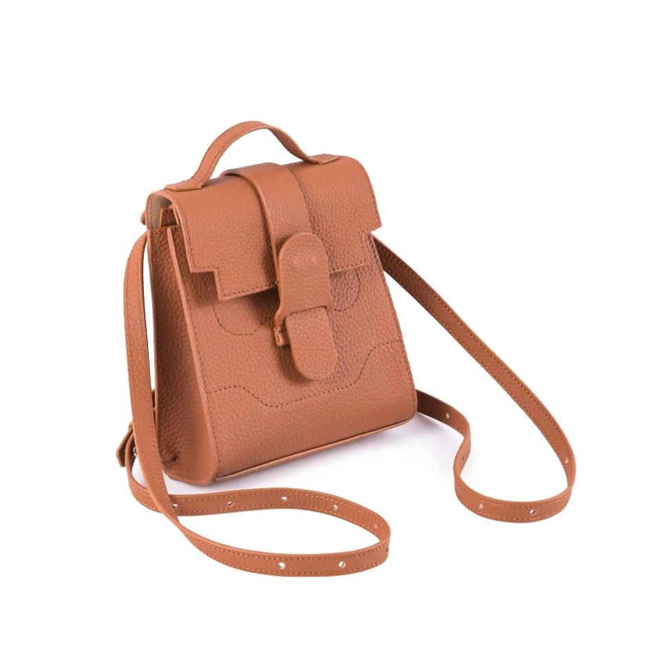 Alunna Brown Full Grain Cow Leather Mini Backpack | Handbag | Crossbody Bag - loliday.net