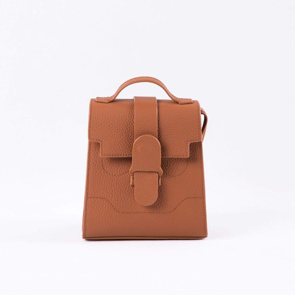 Alunna Brown Full Grain Cow Leather Mini Backpack | Handbag | Crossbody Bag - loliday.net