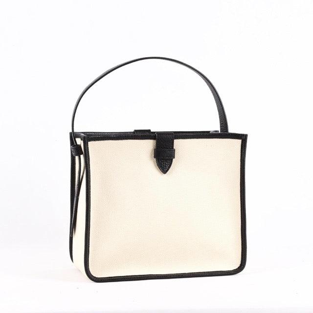 Black & White Canvas Square Large Capacity Tote Bag - loliday.net