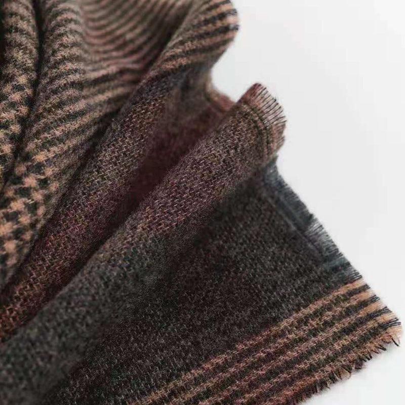 Red & Brown Houndstooth Soft Scarf - Loliday