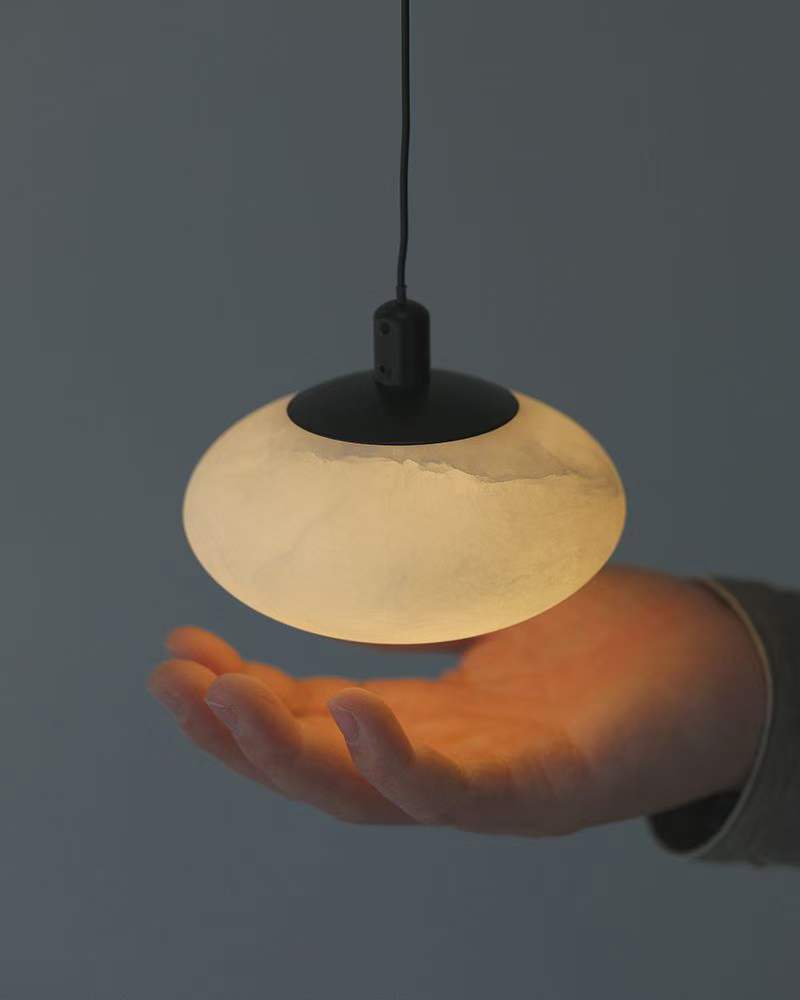 Alabaster Mini Mushroom Pendant Lamp - Adjustable Version with Upgrader