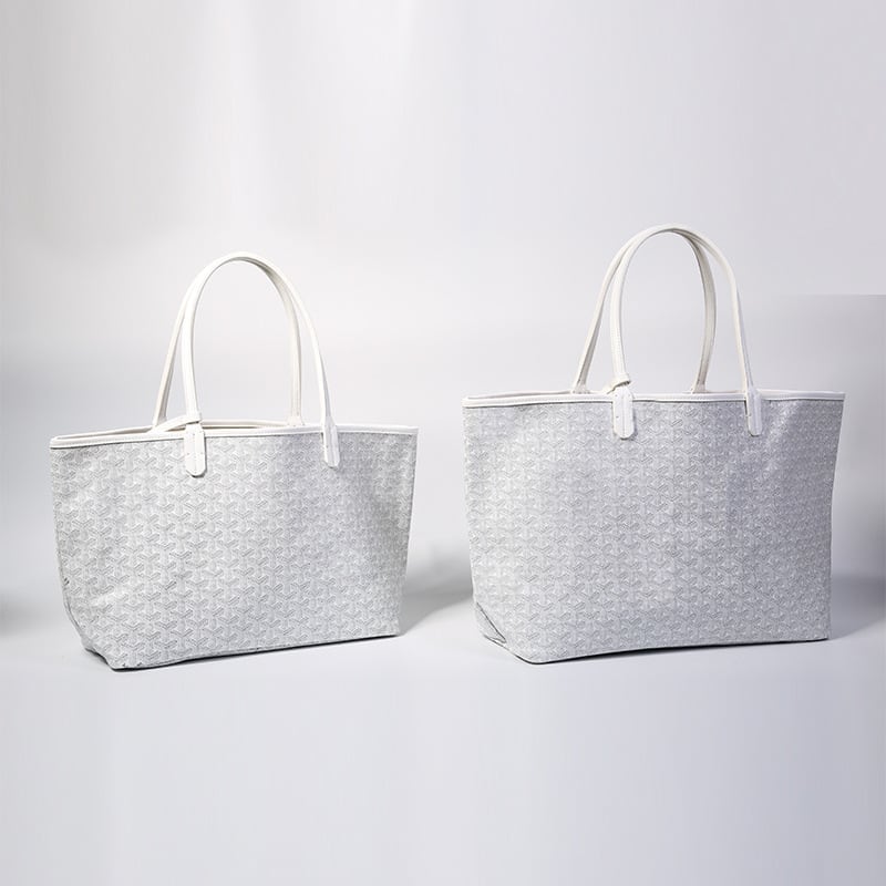 Goyard Style Large Genuine Leather Tote Bag