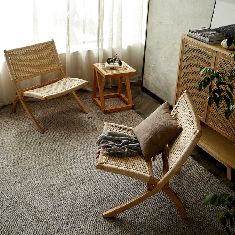 Tomomi-KPR Folding Lounge Chair - Solid Wood & Kraft Paper Rope