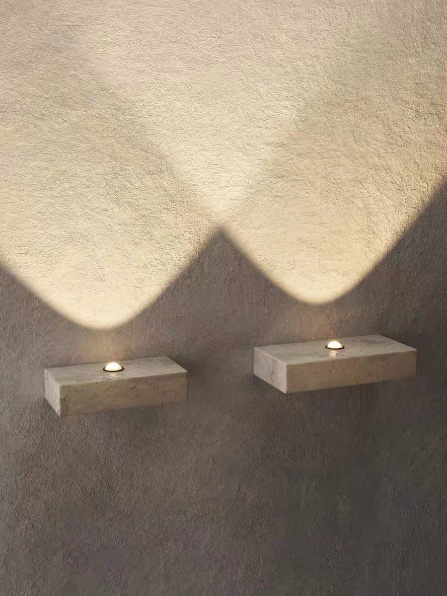 Wabi-Sabi Honey Travertine Wall Light | Sconces