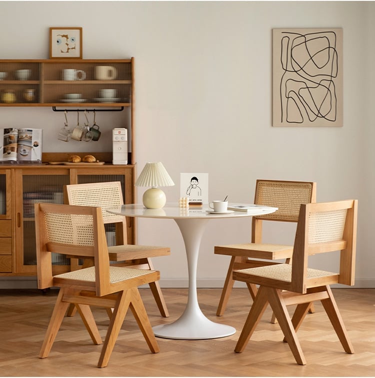 Akai Rika - Cherry Wooden & Rattan Side Chair | Dining Chair