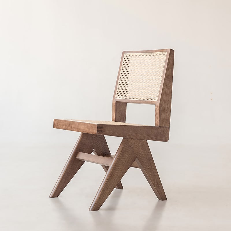 Akai Rika - Cherry Wooden & Rattan Side Chair | Dining Chair