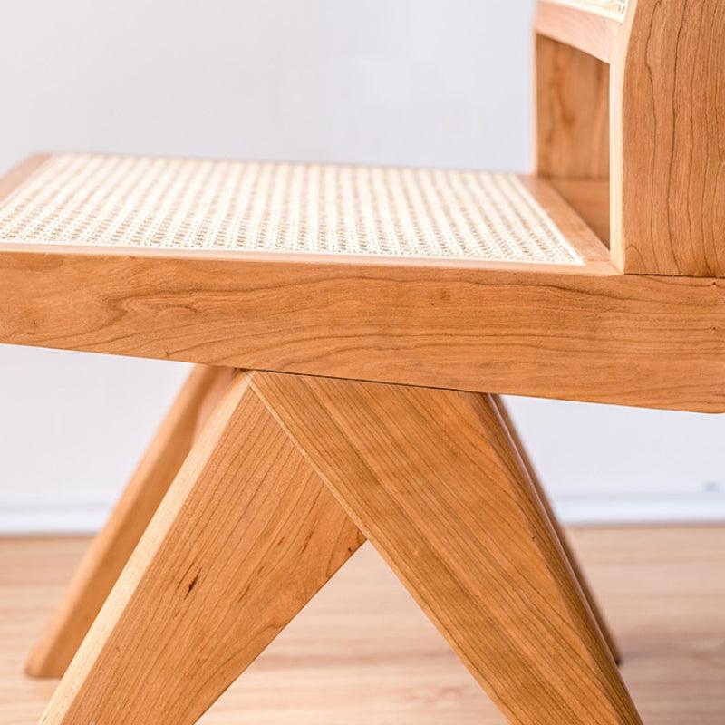 Akai Rika - Cherry Wooden & Rattan Chair - mokupark.com