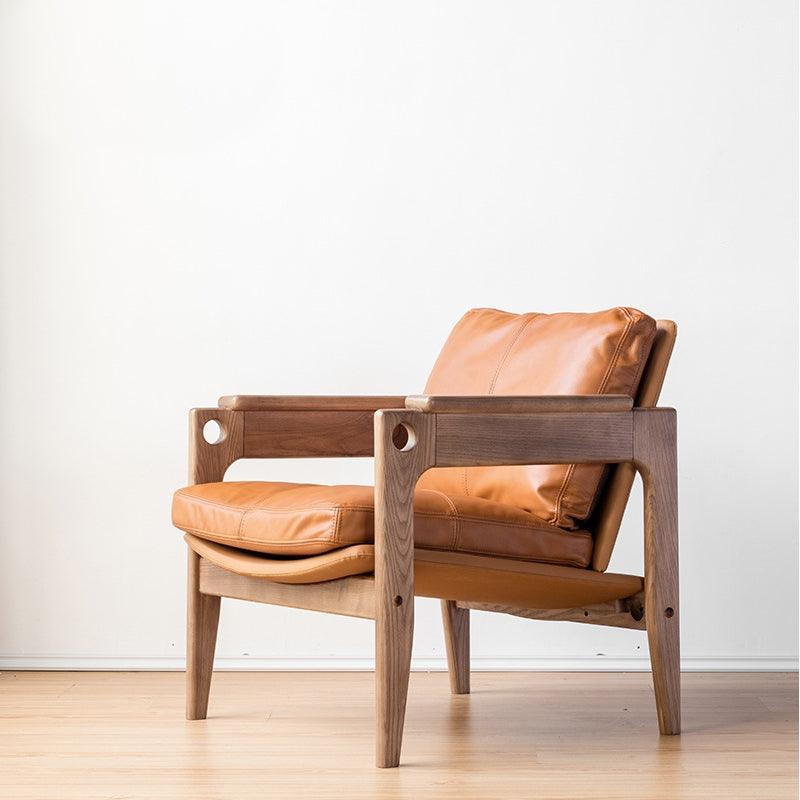 Azami - Solid Ash Wood & Leather Armchair ｜ Reading Chair - mokupark.com