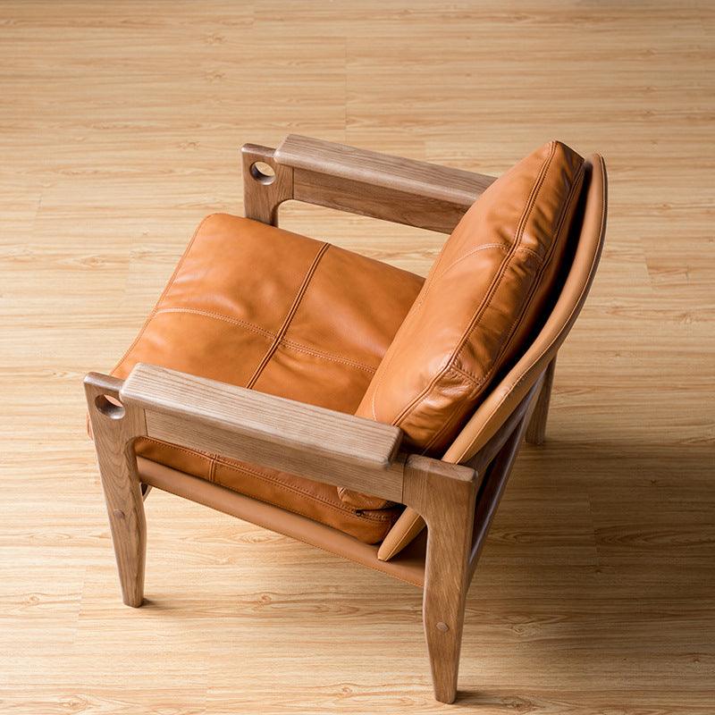 Azami - Solid Ash Wood & Leather Armchair ｜ Reading Chair - mokupark.com