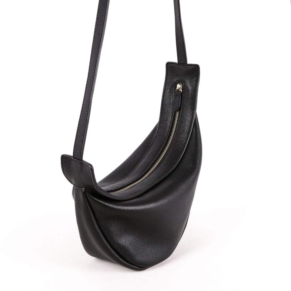 TROW Brown Top Grain Cow Leathe Large Slouchy Banana Bag | Curved Crossbody Bag