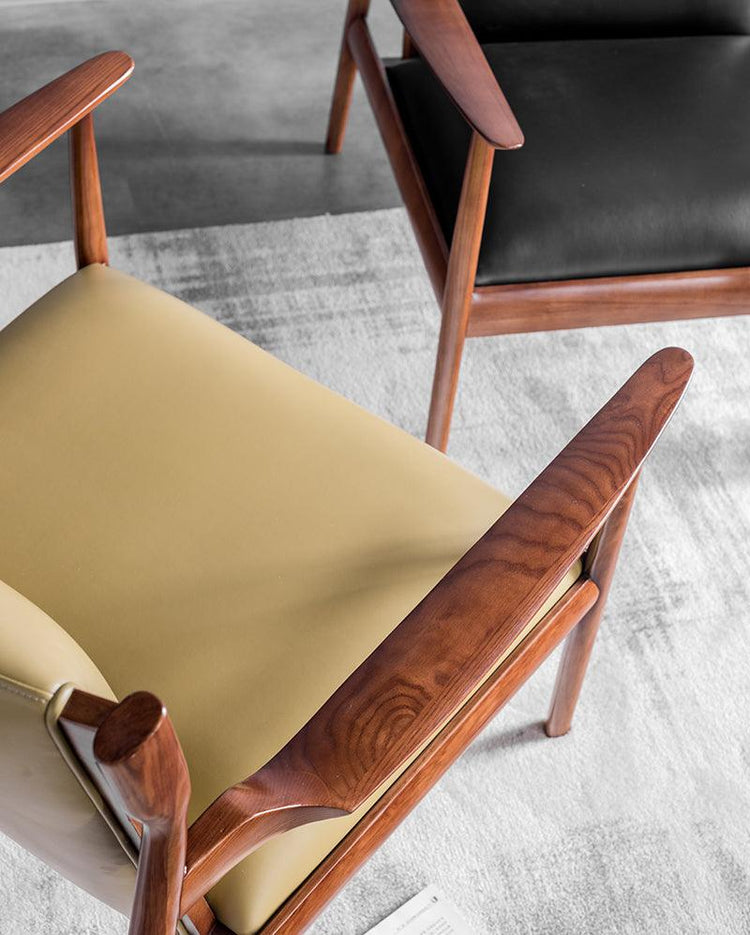 Douk - Solid Ash Wood & Leather Armchair ｜ Reading Chair - mokupark.com