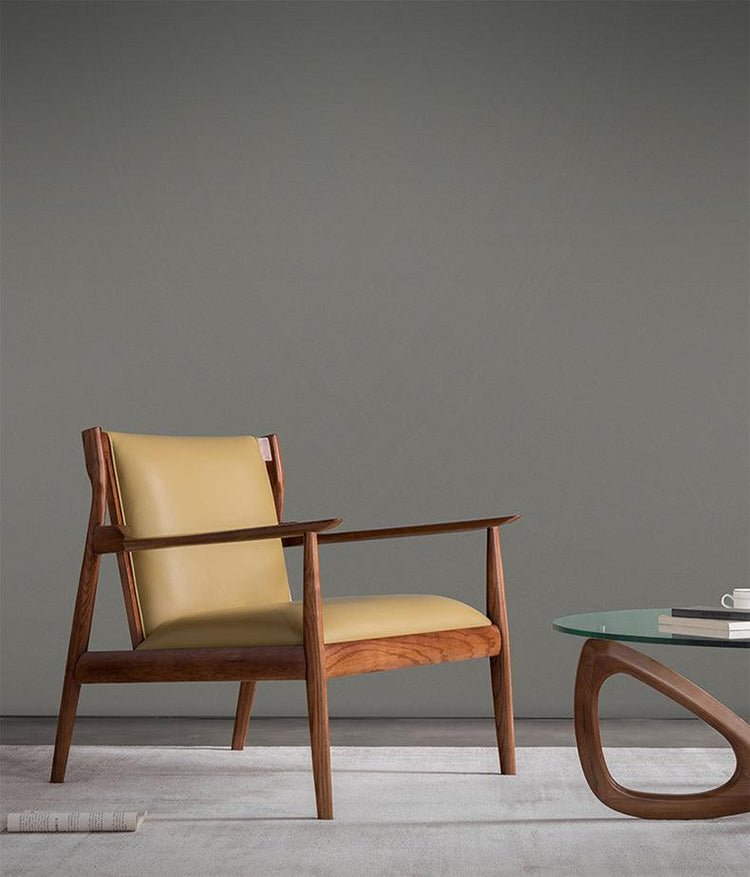 Douk - Solid Ash Wood & Leather Armchair ｜ Reading Chair - mokupark.com