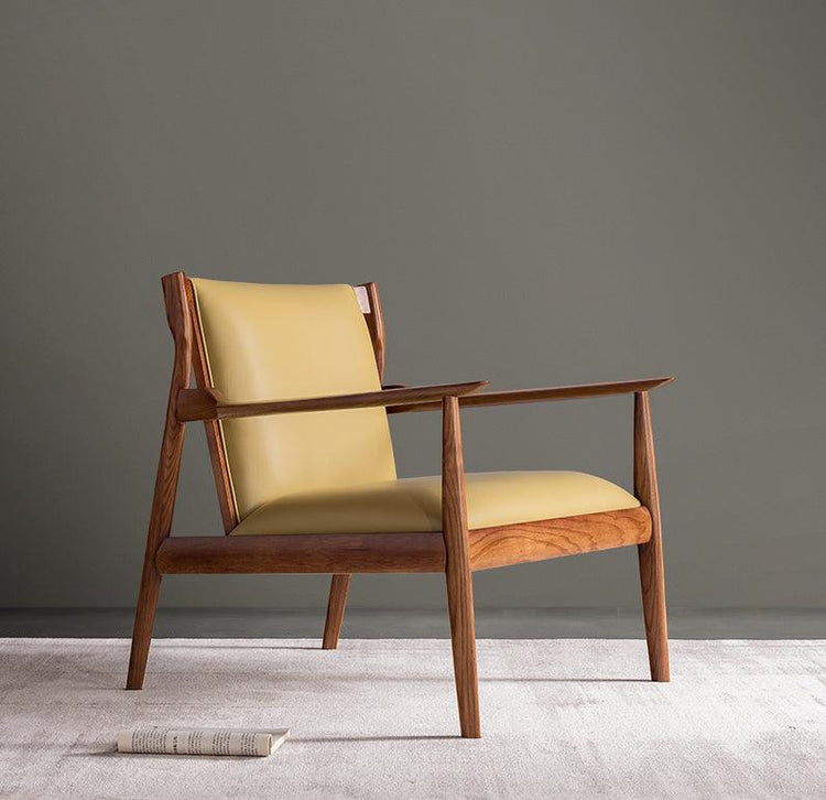 Douk - Solid Ash Wood & Leather Armchair ｜ Reading Chair - mokupark.com