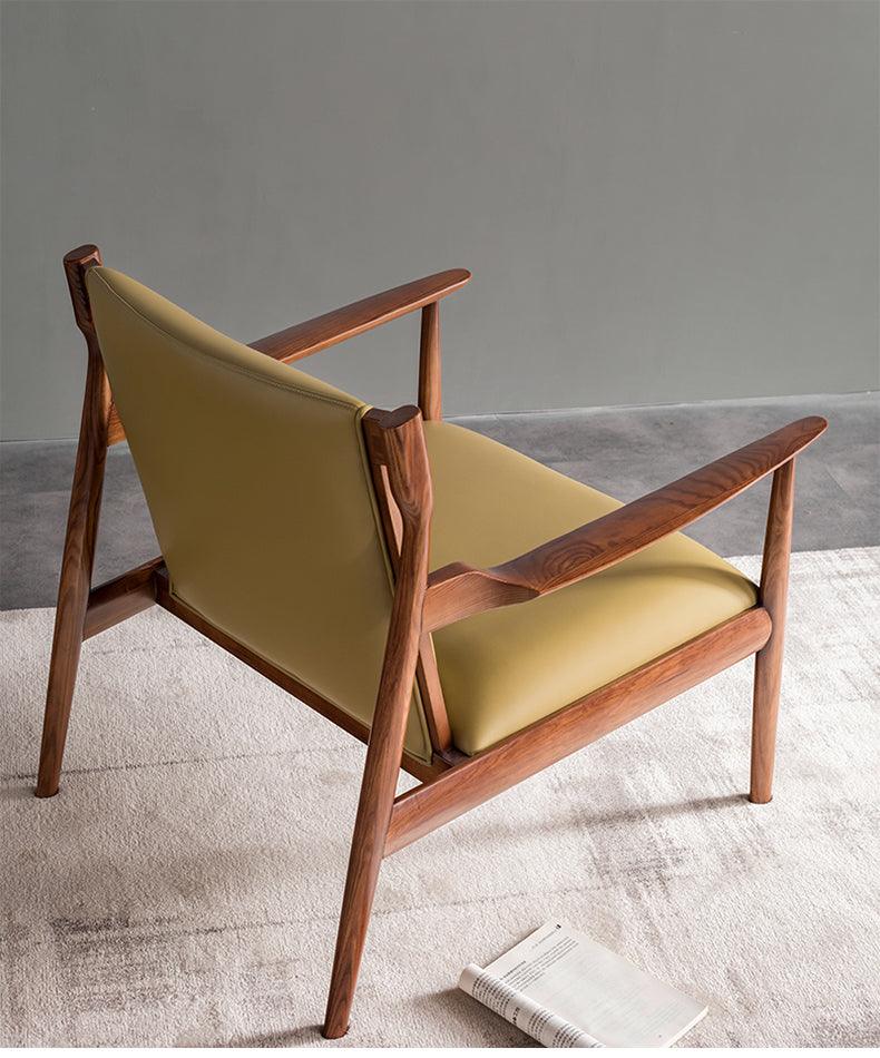 Douk - Solid Ash Wood & Leather Armchair ｜ Reading Chair - mokupark.com