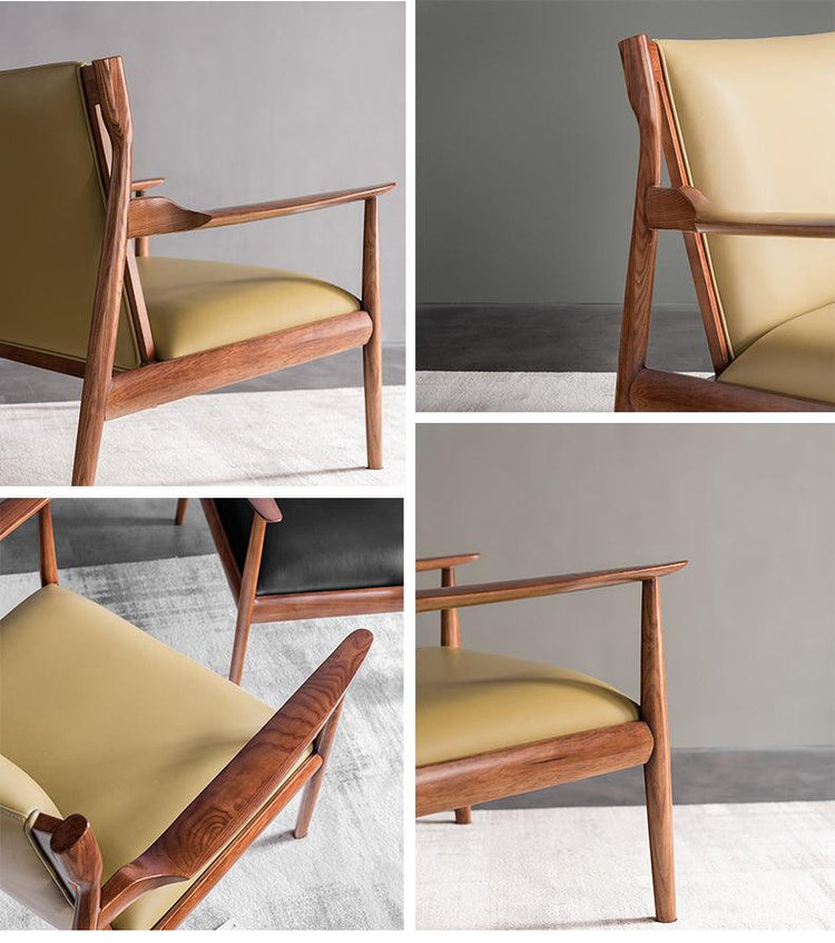 Douk - Solid Ash Wood & Leather Armchair ｜ Reading Chair - mokupark.com