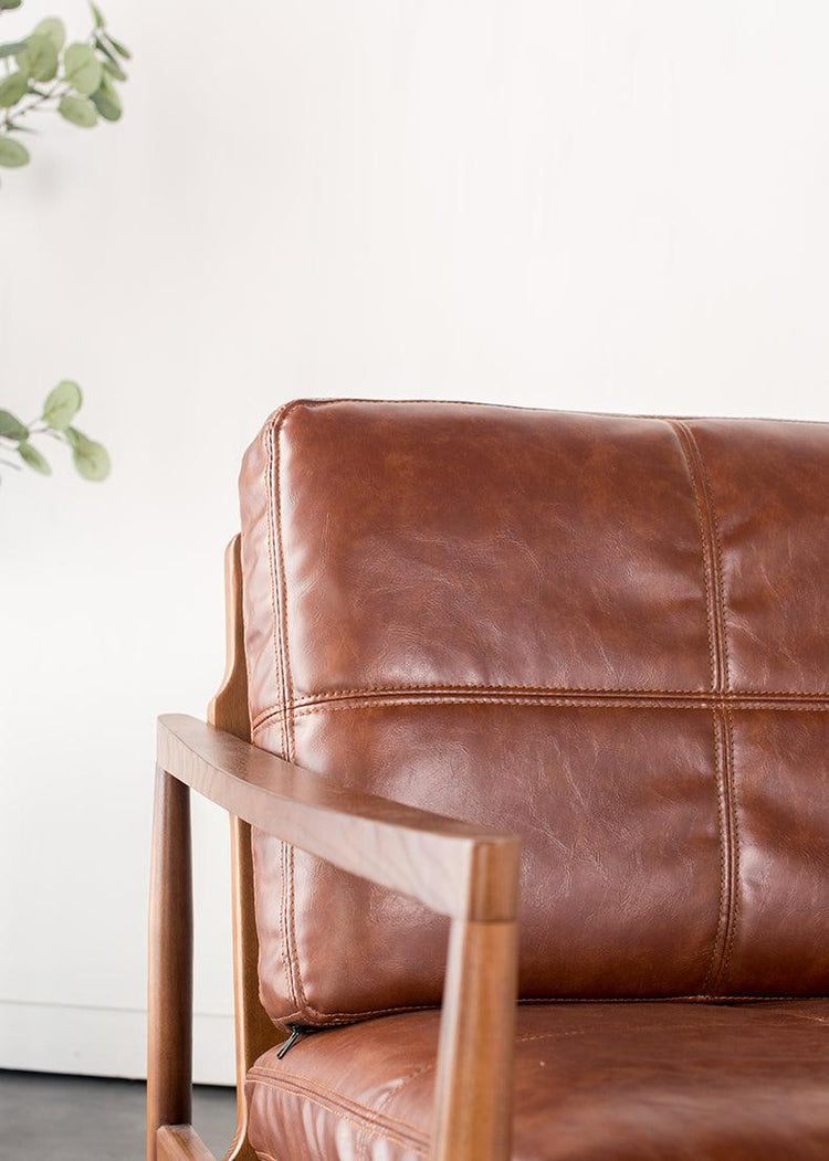 Hiroko - Solid Ash Wood & Leather Armchair ｜ Reading Chair - mokupark.com