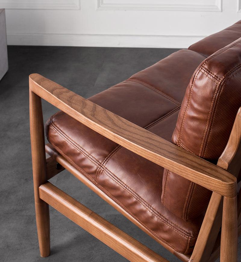 Hiroko - Solid Ash Wood & Leather Armchair ｜ Reading Chair - mokupark.com