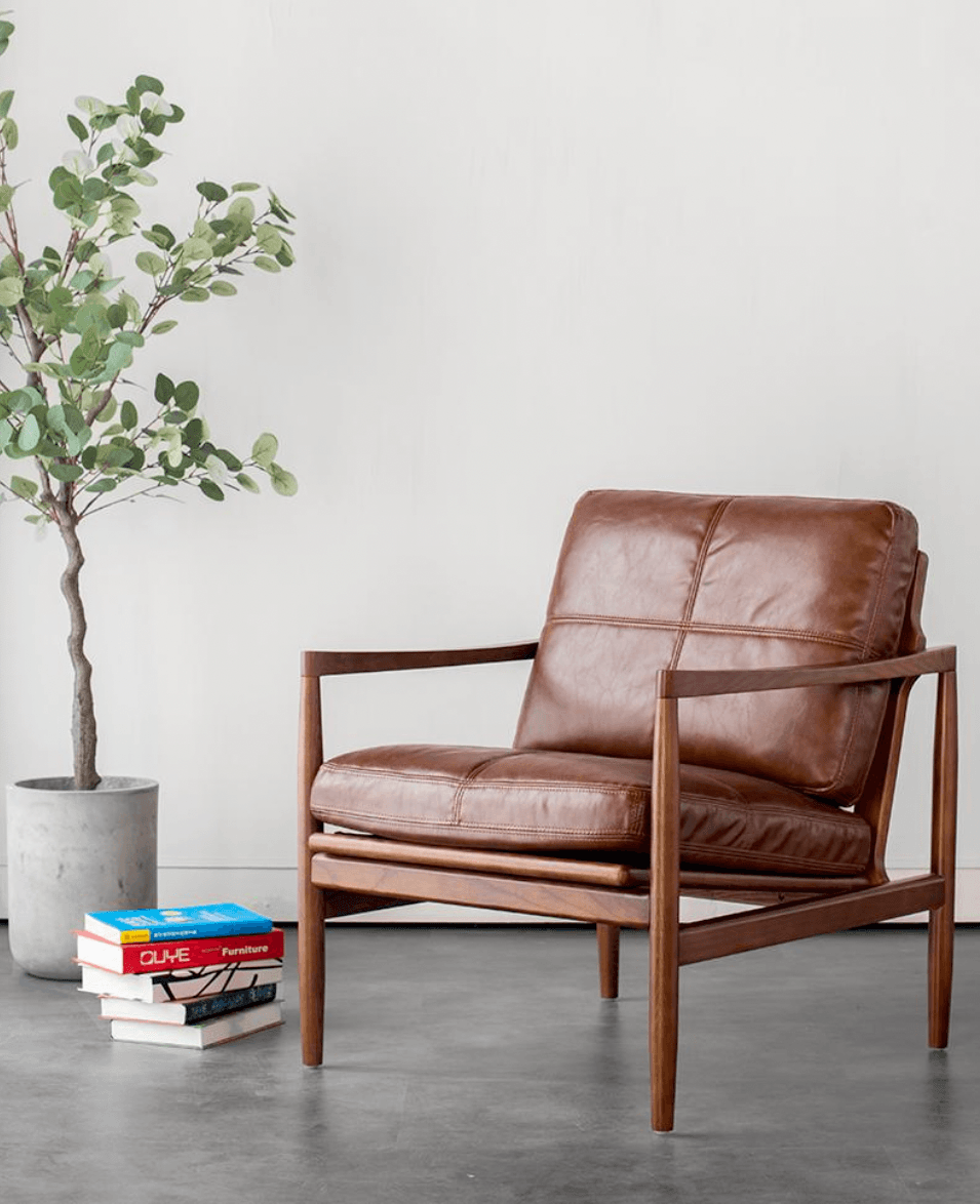 Hiroko - Solid Ash Wood & Leather Armchair ｜ Reading Chair - mokupark.com