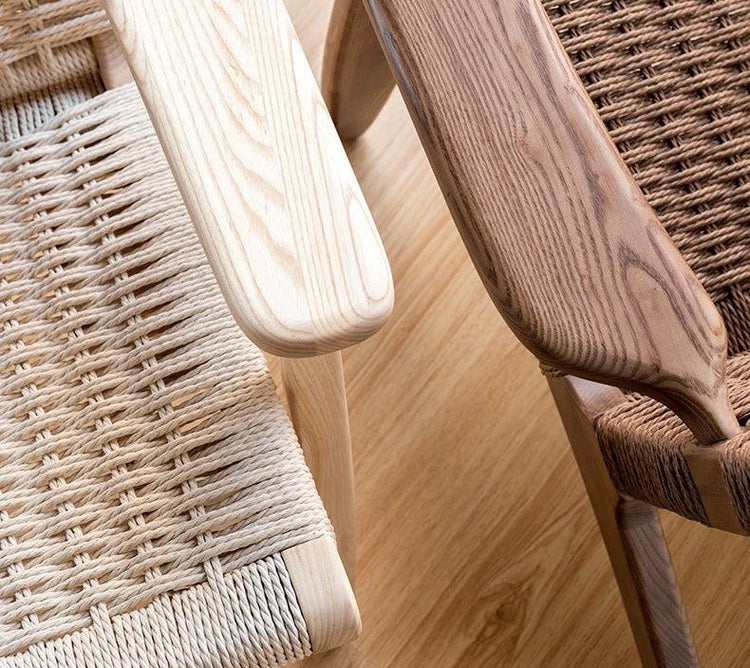 Kojii- Solid Ash Wood & Kraft Paper Rope Armchair ｜ Reading Chair - mokupark.com