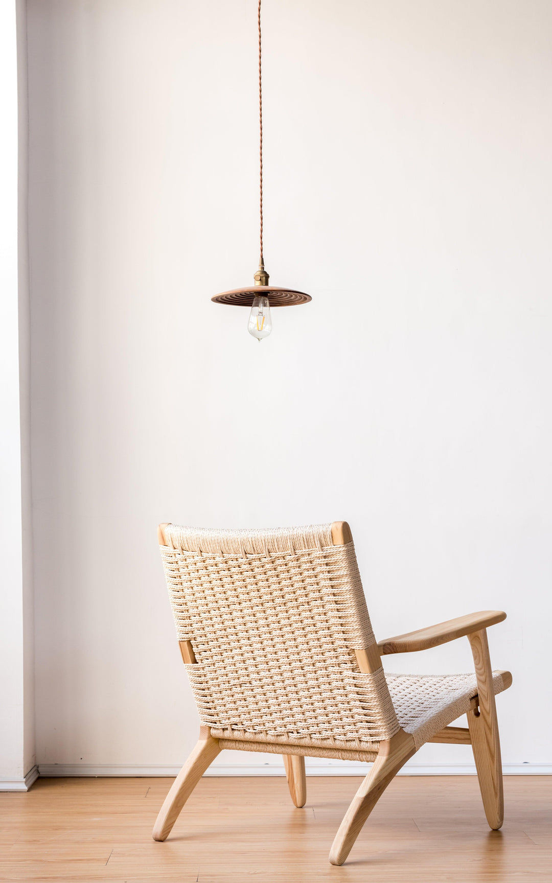 Kojii- Solid Ash Wood & Kraft Paper Rope Armchair ｜ Reading Chair - mokupark.com