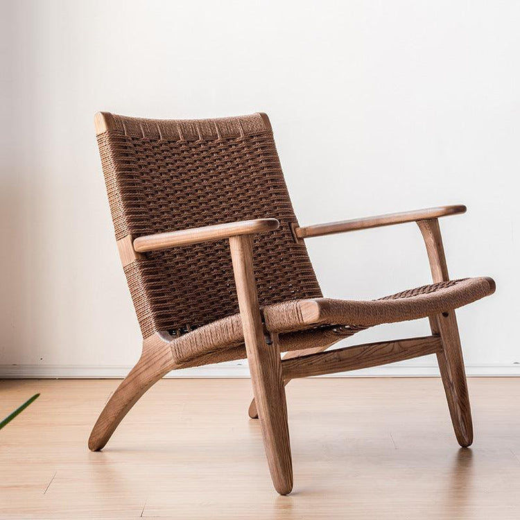 Kojii- Solid Ash Wood & Kraft Paper Rope Armchair ｜ Reading Chair - mokupark.com