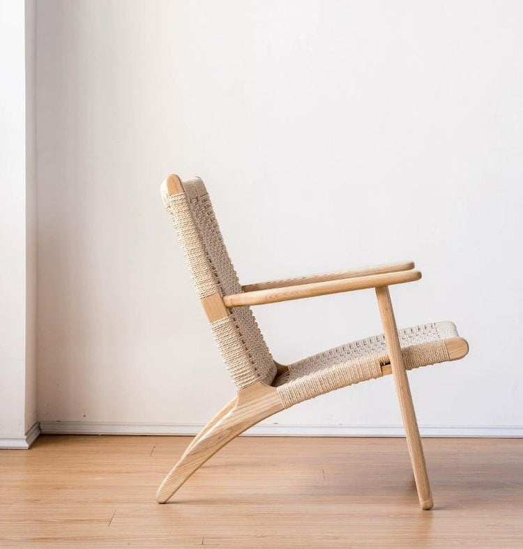 Kojii- Solid Ash Wood & Kraft Paper Rope Armchair ｜ Reading Chair - mokupark.com