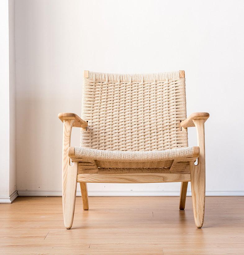 Kojii- Solid Ash Wood & Kraft Paper Rope Armchair ｜ Reading Chair - mokupark.com