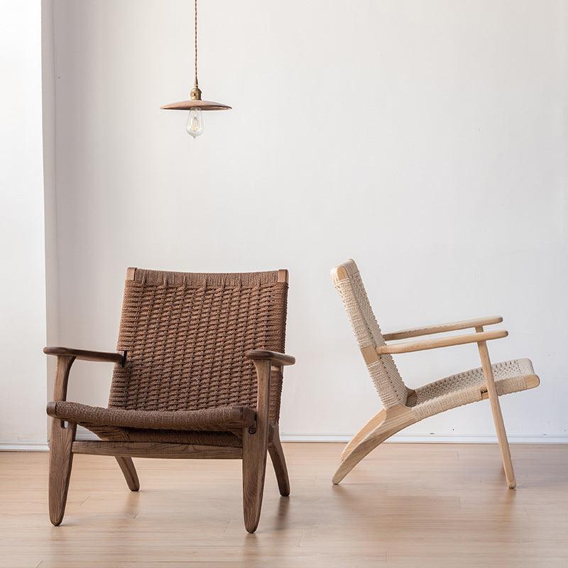 Kojii- Solid Ash Wood & Kraft Paper Rope Armchair ｜ Reading Chair - mokupark.com