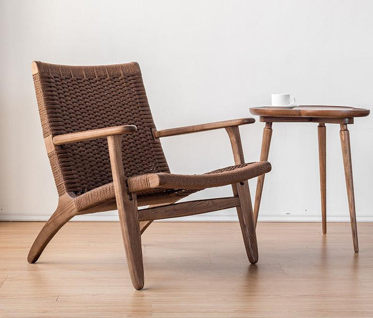 Kojii- Solid Ash Wood & Kraft Paper Rope Armchair ｜ Reading Chair - mokupark.com