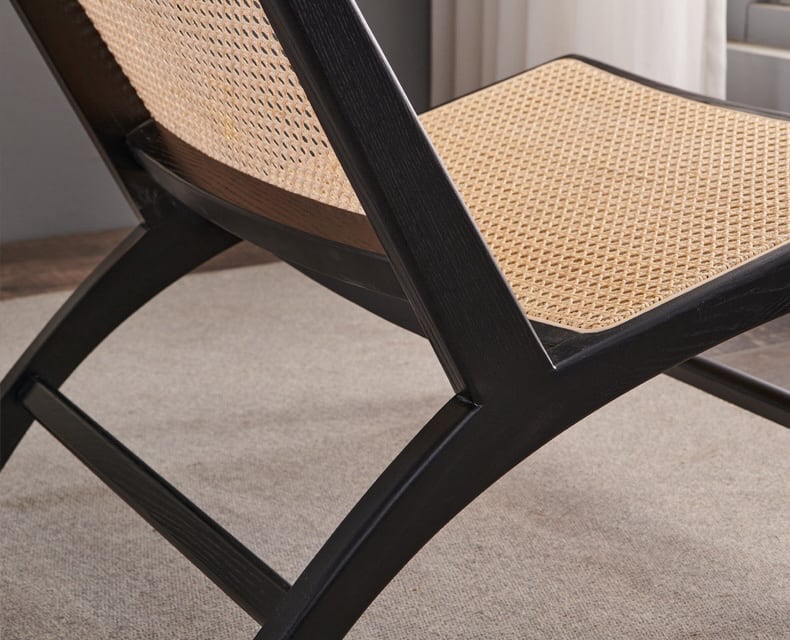 Tomomi- Solid Ash Wood & Rattan Armchair ｜ Reading Chair