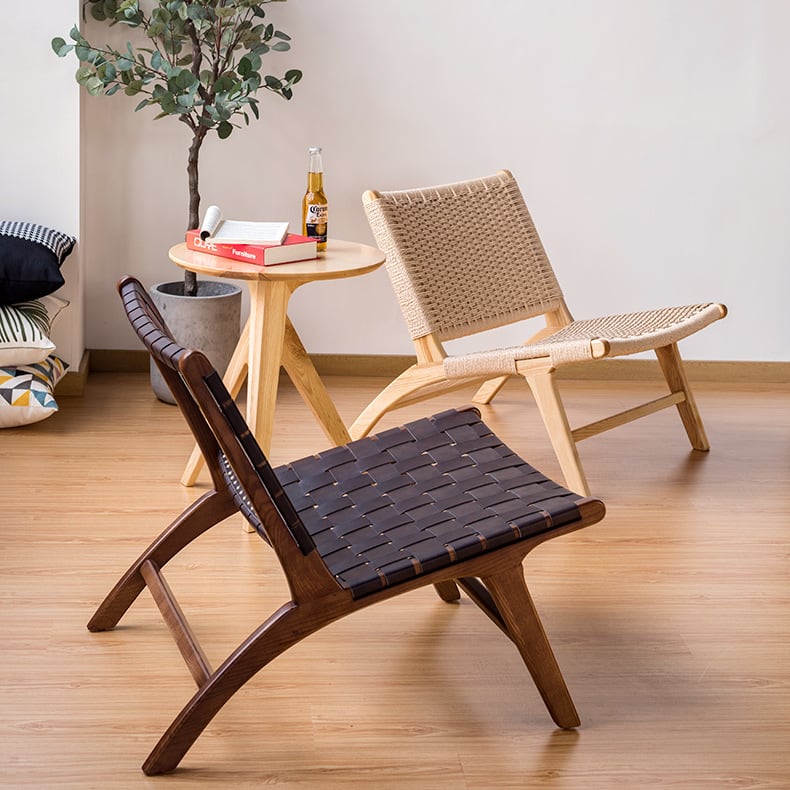 Tomomi- Solid Ash Wood & Leather Armchair ｜ Reading Chair