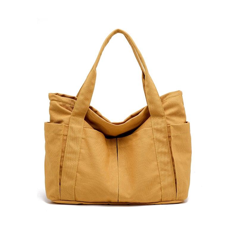 Oversize Functional Canvas Tote Bag | Shoulder Bag - mokupark.com