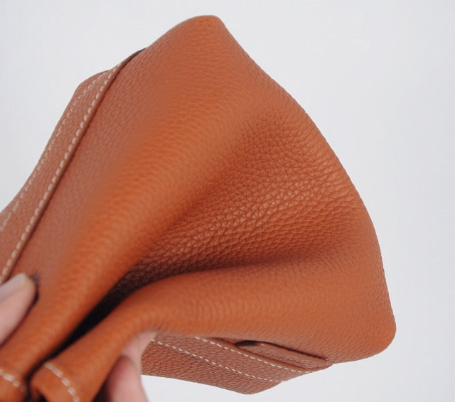 Bond Mini Drawstring Bucket Bag | Top Handle Bag in Leather