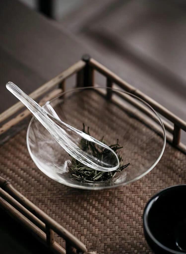 Japanese High Temperature Resistant Simple Glass Tea Bowl & Spoon Set ｜ Chawan Set - mokupark.com