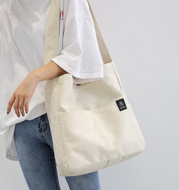 Wide Shoulder Straps Canvas Tote Bag Handbag Crossbody Bag Shoulder Bag Yellow