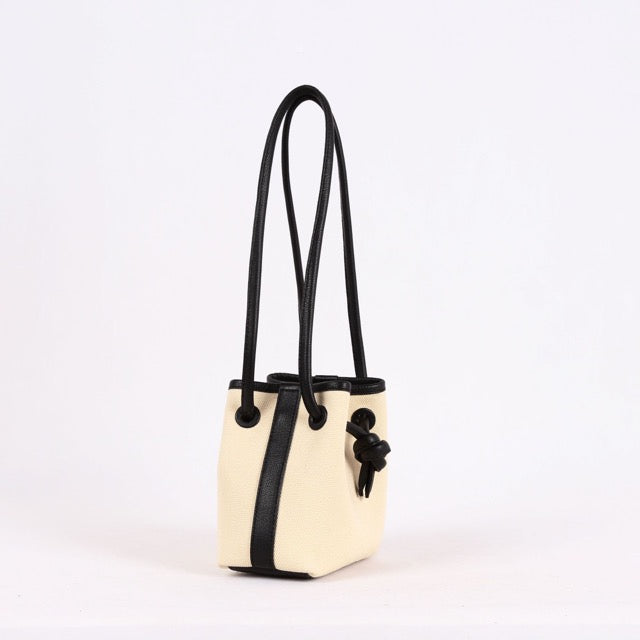 Bond Mini Drawstring Bucket Bag | Top Handle Bag in Canvas