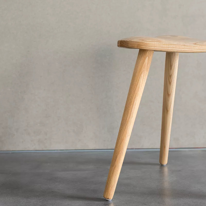 Tetsu - Wooden color Solid Ash Wood Triangle Stool - mokupark.com