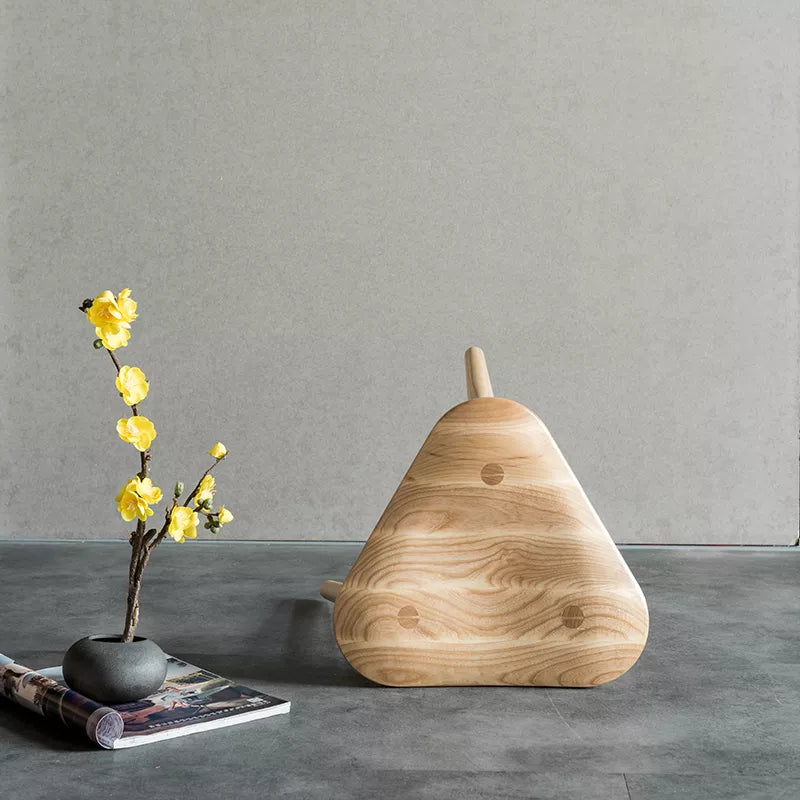 Tetsu - Wooden color Solid Ash Wood Triangle Stool - mokupark.com