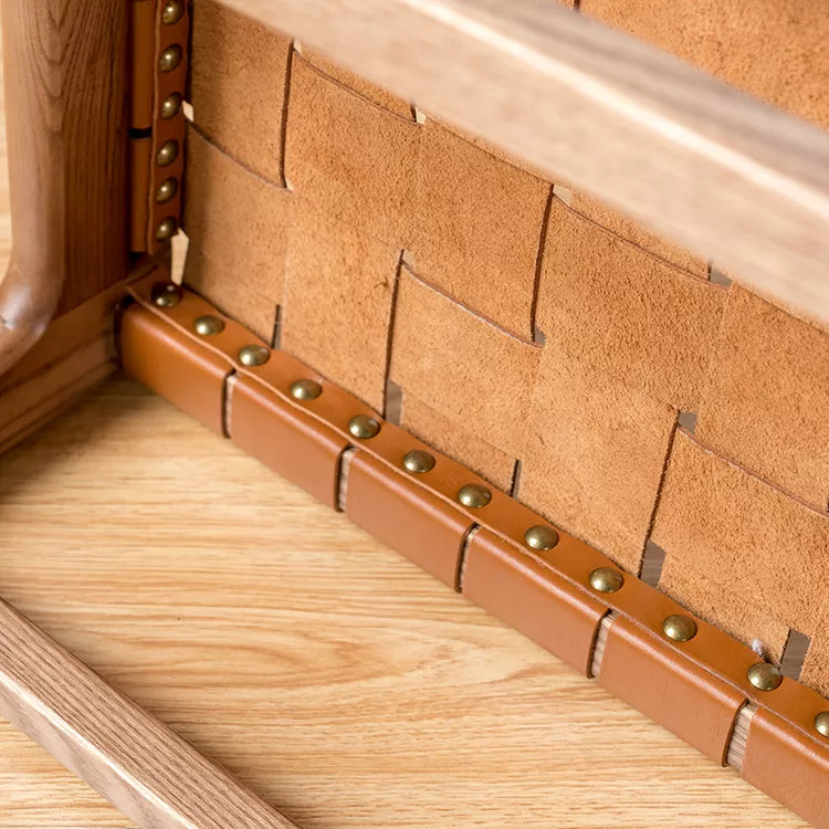 Juan - Solid Ash Wood & Leather Dining Stool | Makeup Stool - mokupark.com