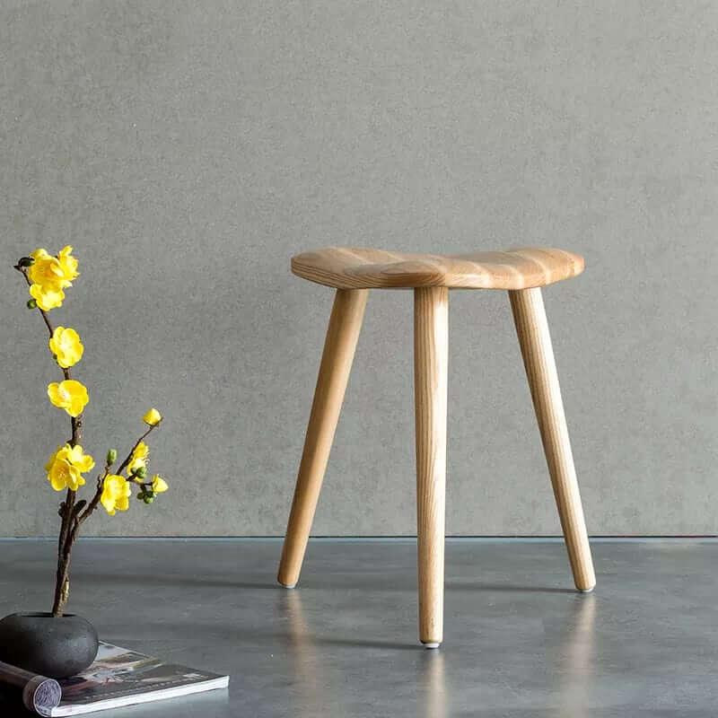 Tetsu - Wooden color Solid Ash Wood Triangle Stool - mokupark.com