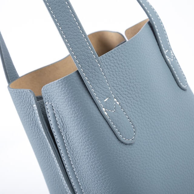 Grey Top Grain Cow Leather Mini Tote Bag | Shoulder Bag | Bucket Bag | Crossbody Bag  | Hobo Bag
