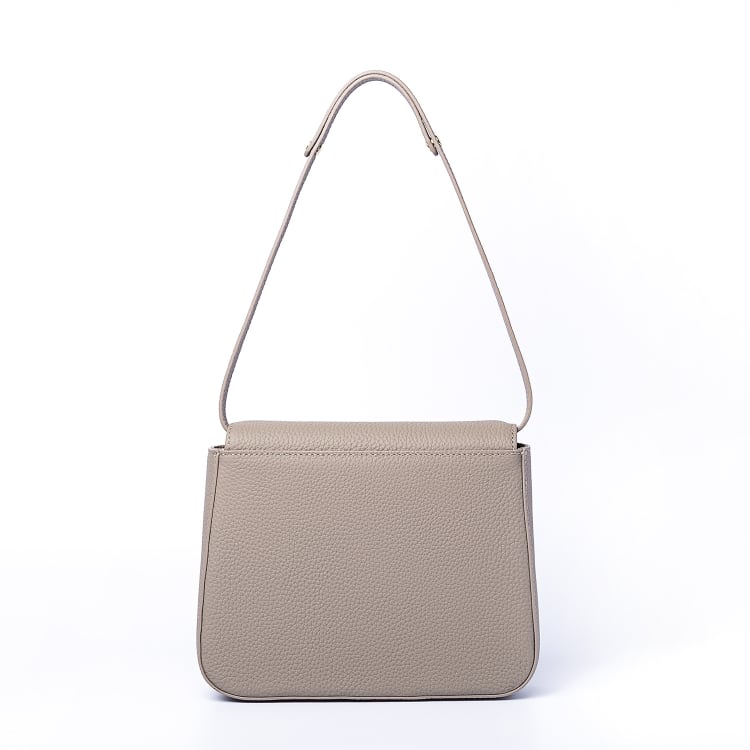 Grey Top Grain Cow Leather Underarm Bag | Handbag | Shoulder Bag